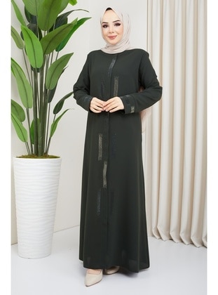 Khaki - Plus Size Abaya - Hafsa Mina