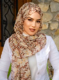 Beige - Brown - Instant Scarf