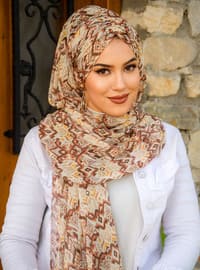 Beige - Brown - Instant Scarf