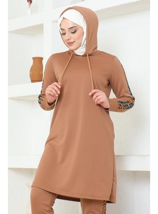 Camel - Tracksuit Set - Burcu Fashion