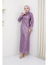 Lilac - Fully Lined - Crew neck - Evening Dresses