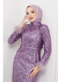 Lilac - Fully Lined - Crew neck - Evening Dresses