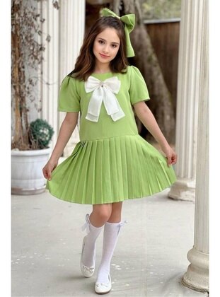 Green - Fully Lined - Girls` Dress - Riccotarz
