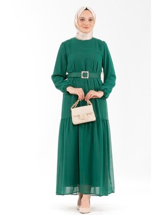 Green - Modest Dress - Sevitli