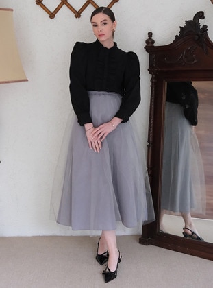 Grey - Skirt - Ceylan Otantik