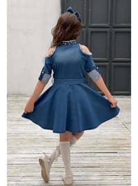 Navy Blue - Girls` Dress