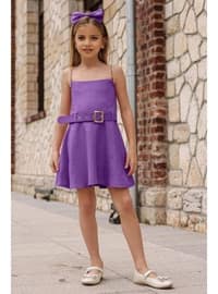 Purple - Fully Lined - Girls` Dress