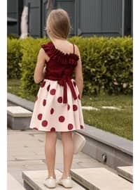 Burgundy - Fully Lined - Girls` Dress