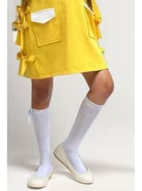 أصفر - نسيج مبطن - فستان  للبنات