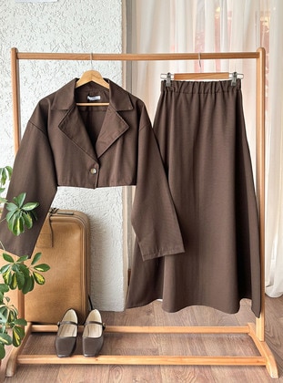 Brown - Suit - Ceylan Otantik