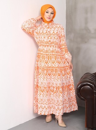 Orange - Modest Dress - Vav