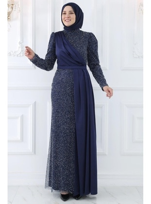 Navy Blue - Modest Evening Dress - Amine Hüma