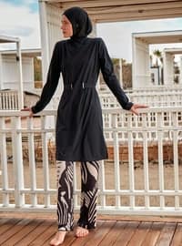 Black - Unlined - Printed - Burkini