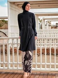 Black - Unlined - Printed - Burkini