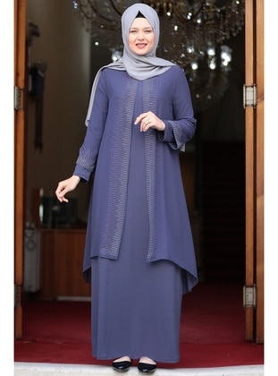 Purple - Modest Plus Size Evening Dress - Amine Hüma
