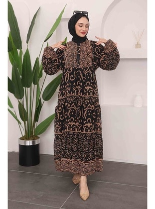 Camel - Fully Lined - Modest Dress - İmaj Butik