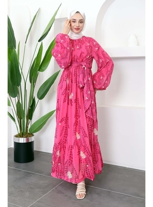 Fuchsia - Fully Lined - Modest Dress - İmaj Butik