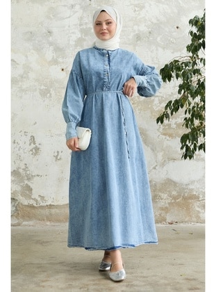 Blue - Crew neck - Unlined - Modest Dress - InStyle
