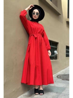 أحمر - فستان - Sevitli