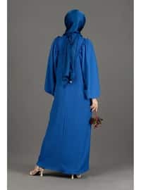 أزرق بترولي - فستان