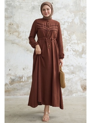 Bitter Chocolate - Button Collar - Unlined - Modest Dress - InStyle