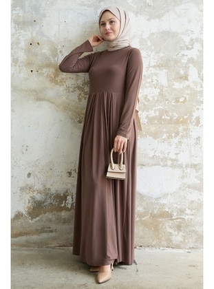 Bitter Chocolate - Crew neck - Unlined - Modest Dress - InStyle
