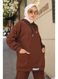 Brown Two Yarn Hijab Suit With Front Tag