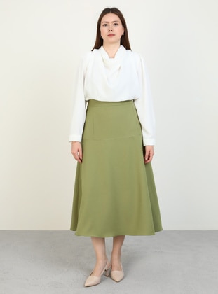 Khaki - Plus Size Skirt - Alia