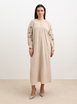 Beige - Plus Size Dress - Alia