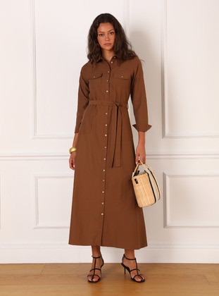 Brown - Modest Dress - Refka