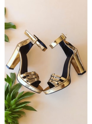 Gold color - Evening Shoes - DİVOLYA