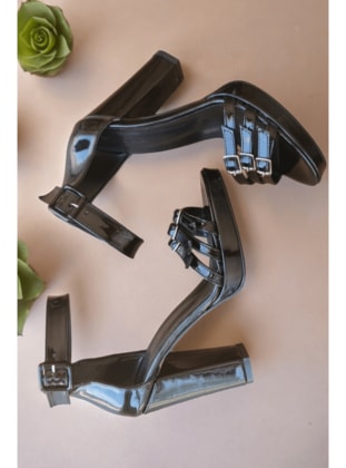 Black Patent Leather - Evening Shoes - DİVOLYA