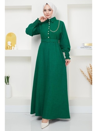 أخضر زمردي - فستان - Hafsa Mina