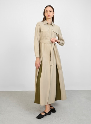 Beige - Modest Dress - Refka