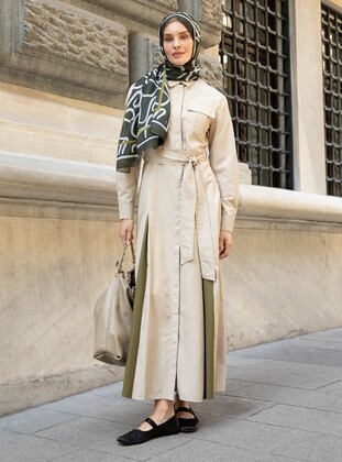 Beige - Modest Dress - Refka