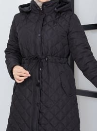 Women's Black Quilted Plus Size Coat