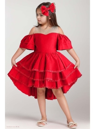 Red - Fully Lined - Girls` Dress - Riccotarz