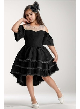 Black - Fully Lined - Girls` Dress - Riccotarz