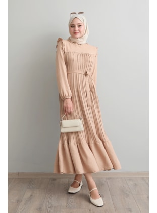 Stone Color - Unlined - Modest Dress - InStyle