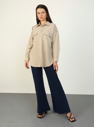 Beige - Blouses - Refka