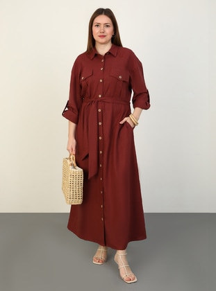 Brown - Plus Size Dress - Alia