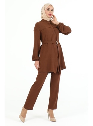Brown - Suit - Burcu Fashion