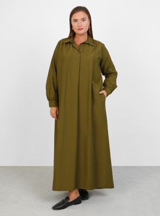 Khaki - Plus Size Dress - Alia