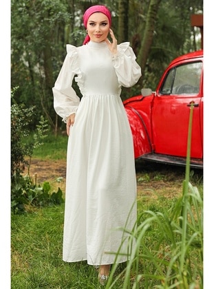 أبيض - فستان - Bestenur