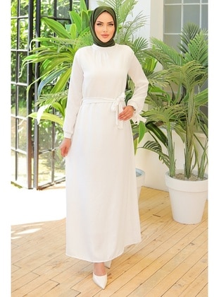 White - Modest Dress - Bestenur