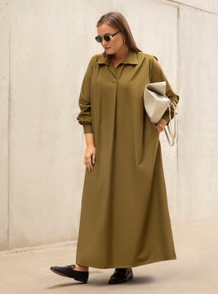 Khaki - Plus Size Dress - Alia