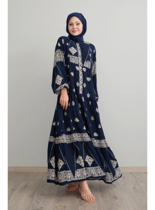 Navy Blue - Ethnic - Modest Dress - InStyle