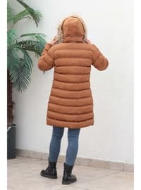 Camel - Fully Lined - Plus Size Puffer Jacket