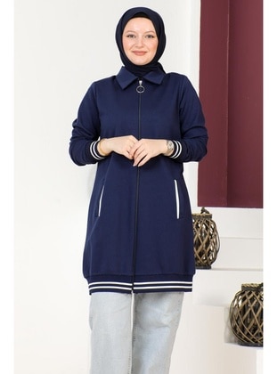 Navy Blue - Topcoat - Burcu Fashion