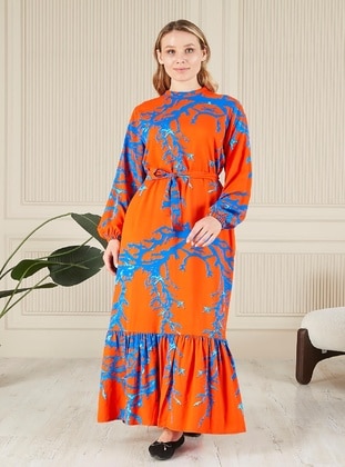 Orange - Plus Size Dress - Ferace